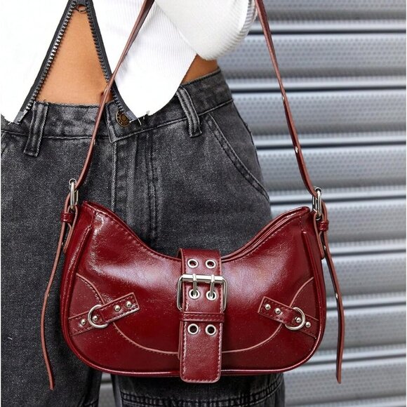 Brand New Rivet Clutch Shoulder Bag 9.8in Black Adjustable - Picture 3 of 8